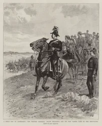 En fältdag vid Aldershot, prostmarskalken (major Broackes) och hans män som tar hand om åskådarna